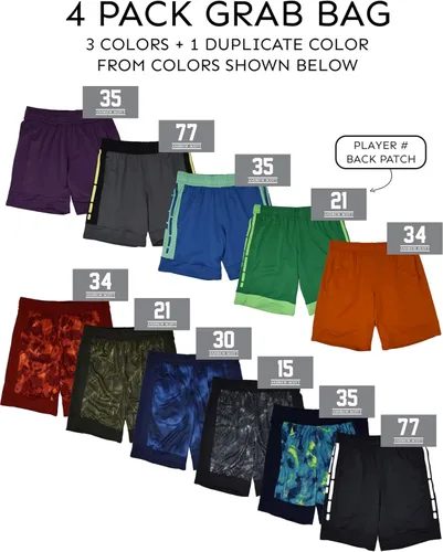 Miniatura 29 de Andrew Scott Pantalones cortos deportivos de baloncesto para niños con rendimiento activo y estilo de malla, varios paquetes