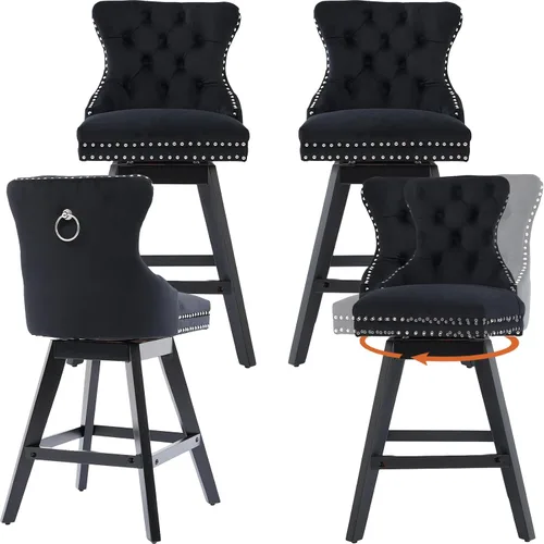 Miniatura 10 de Juego de 2 taburetes de bar giratorios modernos, taburetes de bar de 26.6 pulgadas de altura de mostrador beige con respaldo para isla de cocina