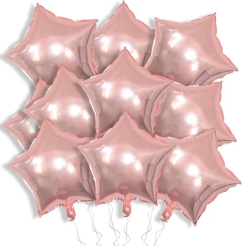 Miniatura 16 de Globos de papel de aluminio con forma de estrella de arena beige, marrón y blanco, 10 globos de Mylar en forma de estrellas de 18 pulgadas