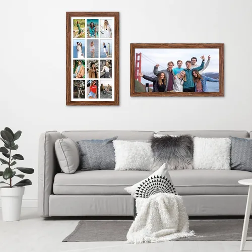 Miniatura 394 de Marcos de Fotos Collage de 13.5X15.5 con 7 Aberturas para Fotos de 4X6, Marco de Fotos Múltiples con Paspartú para Decoración de Pared, Grano