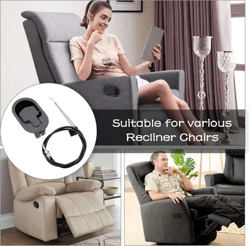 Miniatura 5 de 2 juegos de piezas de repuesto para sillón reclinable, mango reclinable de metal, cable de liberación para Ashley y la mayoría de sofás reclinables