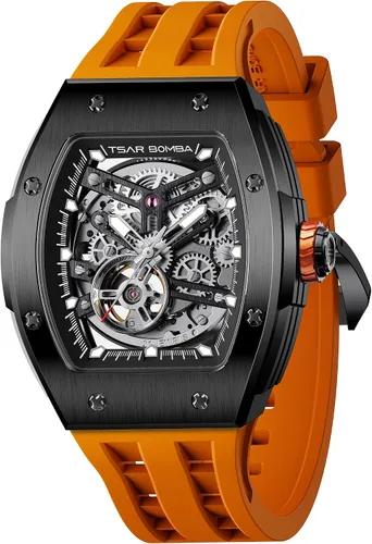 Miniatura 16 de TSAR BOMBA Relojes automáticos para hombre, 164.0 ft, impermeable, reloj mecánico japonés, reloj mecánico para hombre, movimiento Tonneau, caja