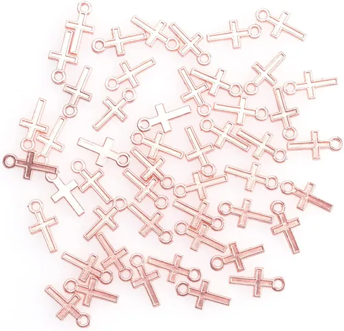 Miniatura 9 de 50 piezas de mini dije de cruz de metal para hacer joyas, encontrar collares, pulseras, aretes, llavero, idea de regalo de bricolaje, accesorios
