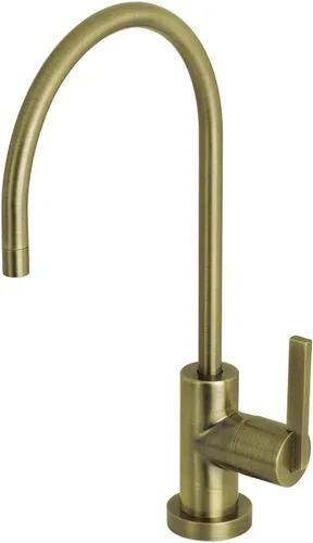 Kingston Brass KS8193CTL Grifo de filtración de agua de 1/4 vuelta, latón antiguo, 5-7/8 "en alcance del canalón
