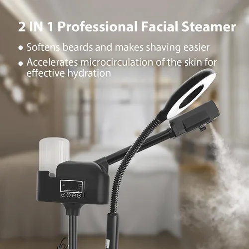 Miniatura 2 de Vaporizador facial profesional 2 en 1 para cara, lámpara de aumento LED 5X, vaporizador facial de ozono caliente para esteticista belleza,