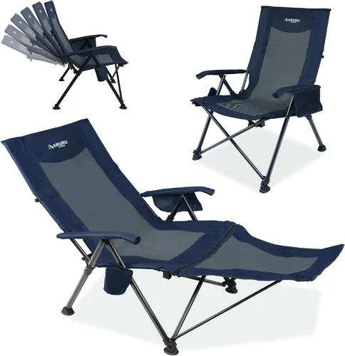 Miniatura 16 de Silla de camping reclinable para adultos, resistente, sillas reclinables plegables con respaldo alto ajustable de 6 posiciones, sillas de patio