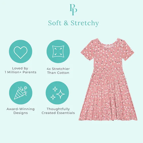 Miniatura 3 de Posh Peanut - Vestidos para niñas – Vestido suave para niña hecho con viscosa de bambú – Vestidos de otoño, primavera y verano para niñas