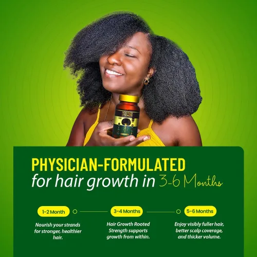 Miniatura 4 de Vitaminas para el crecimiento del cabello con fuerza raíz: vitaminas para el cabello para mujeres y hombres negros con bloqueador DHT y colágeno