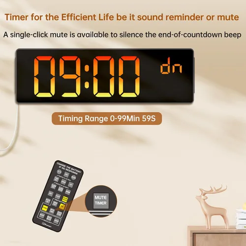 Miniatura 5 de Soobest Reloj de pared digital grande de 14.2 pulgadas, sincronización automática de hora/fecha/día, pantalla LED grande, temporizador de cuenta