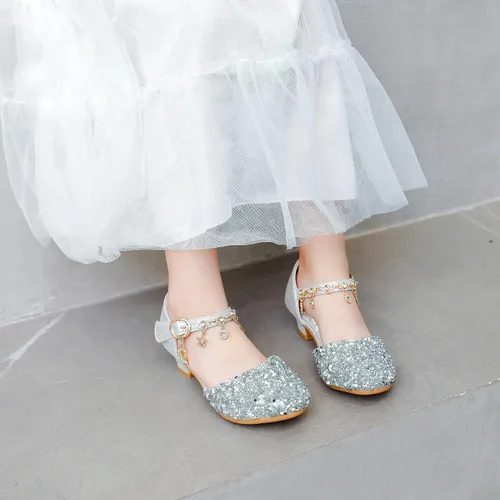 Miniatura 2 de Furdeour Girls Sandals Glittler Bow Dress Shoes Princess Crystal High Heels Party Wedding Flower Girls Shoes for Kid Toddler