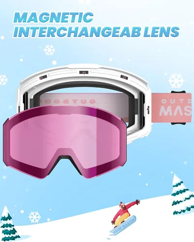 Miniatura 3 de OutdoorMaster Falcon - Gafas de esquí con lente intercambiable magnética, anti niebla, protección UV, OTG, gafas de snowboard para jóvenes