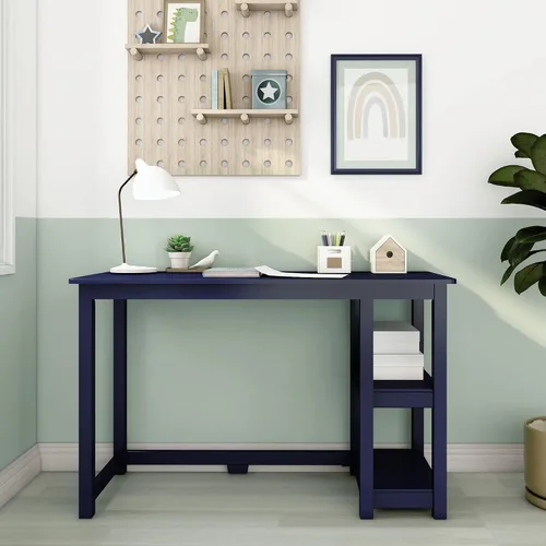 Miniatura 3 de Max & Lily Escritorio de madera maciza con estantes, 47 pulgadas, azul