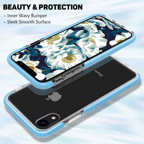 Miniatura 4 de MATEPROX Compatible con iPhone XR, transparente, delgada, antiamarilla, antiarañazos, a prueba de golpes, para iPhone XR de 6.1 pulgadas (azul)