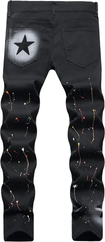 Miniatura 202 de Baylvn - Pantalones de mezclilla entallados y estampados para hombre con corte recto