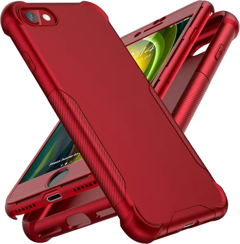 Miniatura 9 de ORETech Funda diseñada para iPhone 13 Mini con 2 protectores de pantalla de vidrio templado, textura de fibra de carbono policarbonato duro