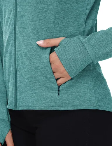 Miniatura 56 de TBMPOY Chaquetas con capucha y protección solar UPF 50+ para mujer, ligeras, de manga larga, para senderismo, exteriores, con cremallera completa