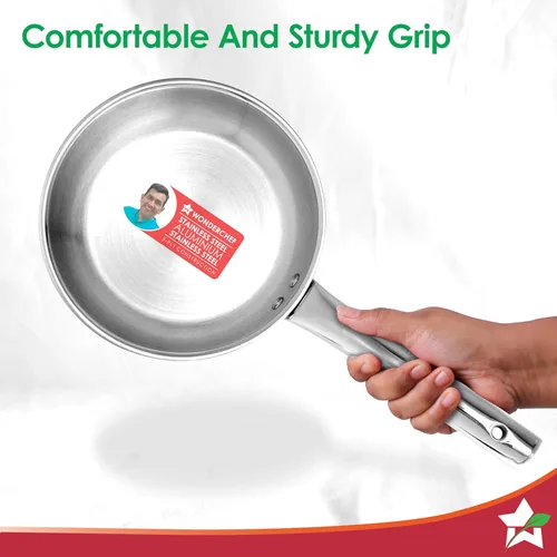 Miniatura 5 de Wonderchef Venice Triply Stainless Steel 3 Pc. Cookware Set Fry Pan 20cm, Kadhai with Lid 24cm Non-Toxic Safe to Use Uniform Heating