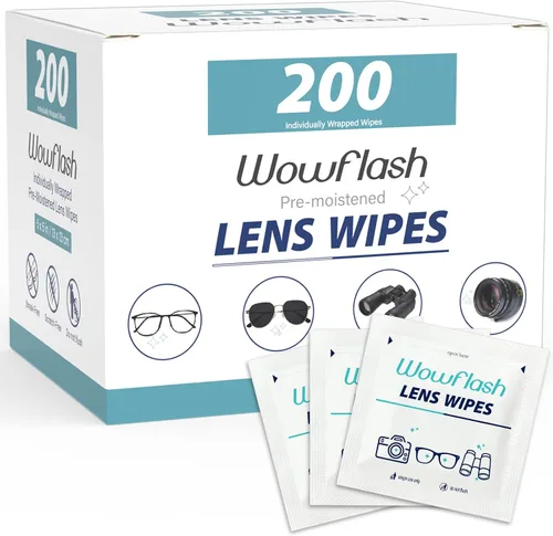 200 unidades de toallitas para lentes de gafas, toallitas limpiadoras de lentes de gafas prehumedecidas envueltas individualmente libres de rayones