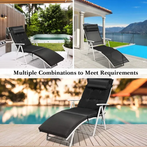 Miniatura 6 de COSTWAY Sillón plegable para exteriores, sillón reclinable ligero con cojín, color negro