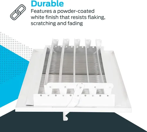 Miniatura 5 de EZ-FLO Cubierta de Ventilación de Aire Blanca de 16 x 6 Pulgadas (Apertura de Conducto) para Pared o Techo, Registro de Ventilación Bidireccional