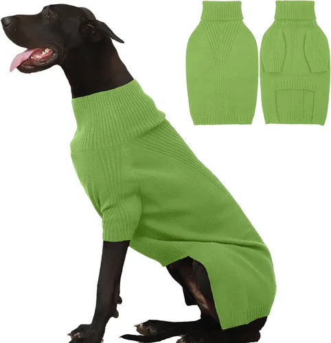 Miniatura 76 de IECOii Suéter extragrande para perro, suéteres térmicos cálidos para perros de raza gigante, ropa de punto, cuello alto de invierno, elástica