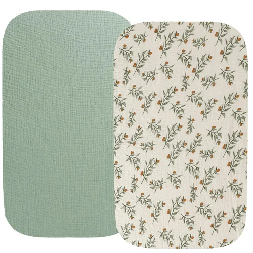 Miniatura 11 de Sábanas ajustadas de muselina compatibles con Snoo Smart Sleeper, Dream On Me Lacy Portable, Safety 1st Sleeper Bassinet, 2 paquetes de sábanas Hoja