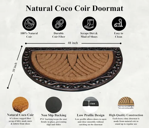 Miniatura 162 de A1HC Tapete para Puerta de Fibra de Coco Natural y Caucho, 30"x48" – Grueso, Duradero, Resistente, Anti-Desprendimiento, Resistente a