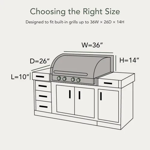Miniatura 2 de Covermates Funda integrada para parrilla, poliéster resistente, resistente a la intemperie, dobladillo con cordón, parrilla y calefacción, 36