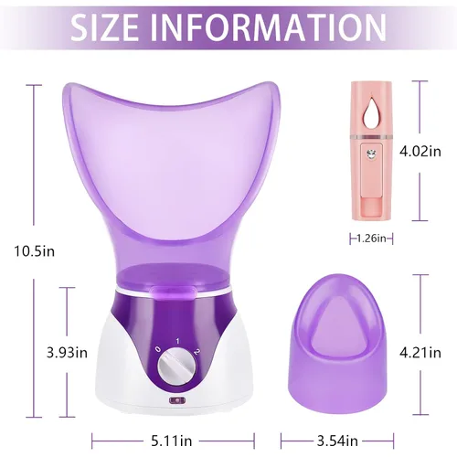Miniatura 7 de Vaporizador facial - Vaporizador facial nano iónico para limpieza profunda, juego de humidificador facial de niebla caliente para mujeres y hombres