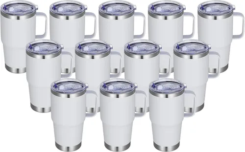 Miniatura 14 de Vaso térmico de acero inoxidable de 20 oz con asa, envase a granel, vasos termales metálicos aislados, taza de café de viaje con asa, vaso de doble