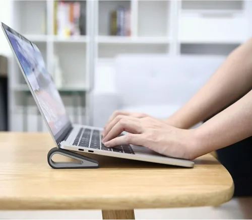 Miniatura 6 de MoKo Soporte universal para teclado de computadora portátil/computadora, [4] antideslizante de silicona inclinable con cuña elevadora estable, Negro