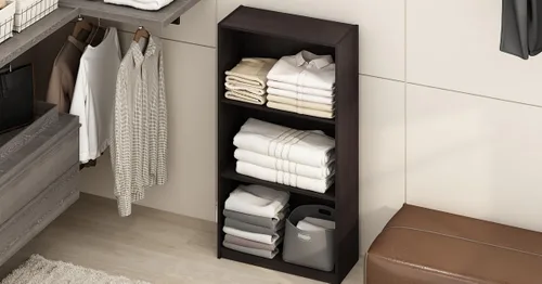 Miniatura 2 de Furinno Basic - Estantería de almacenamiento para librerías de 3 niveles, nogal oscuro