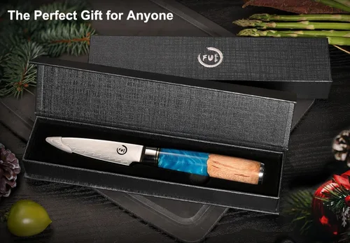 Miniatura 9 de Cuchillo de pelar de 3.5 pulgadas, cuchillo de pelar de damasco pequeño cuchillo de fruta ultra afilado Damasco VG10 Core acero con 66 capas