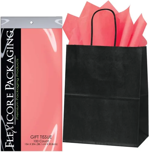 Miniatura 13 de Flexicore Packaging® Bolsas de regalo de papel kraft negro de 8 x 4.75 x 10.25 pulgadas + papel de seda de regalo (azul rey, 5 bolsas)