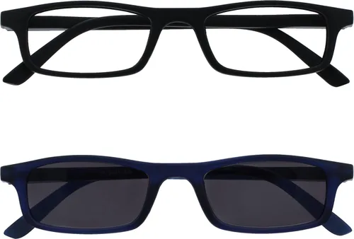 Miniatura 13 de OPULIZE TED - Lentes de lectura para mujeres y hombres, marco mate rectangular, ligero, estrecho, con bisagras de resorte, gris transparente +1.50