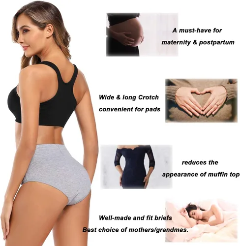 Miniatura 4 de Molasus - Ropa interior de algodón para mujer, cintura alta, cobertura total, tallas regulares y extragrandes