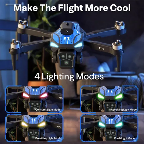 Miniatura 4 de Dron F179 con cámara 1080P, motores sin escobillas, control de evitación de obstáculos y WIFI, vuelo de trayectoria, giro 3D, posicionamiento