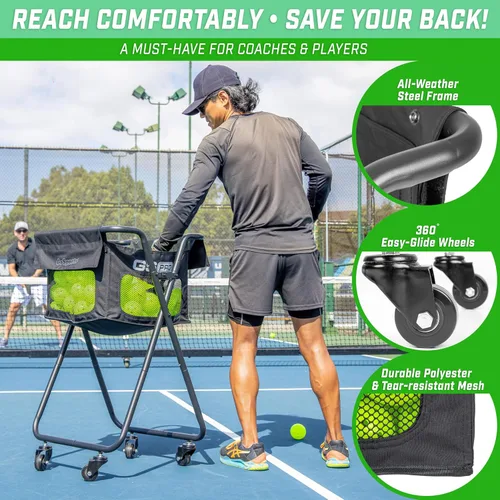 Miniatura 4 de GoSports Carrito de pelotas con ruedas: carrito portátil con capacidad para 140 pelotas de pickleball o 175 pelotas de tenis