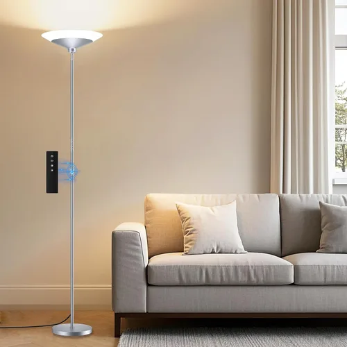 Miniatura 10 de SIBRILLE Torchiere - Lámpara de pie LED de 72 pulgadas de alto con control remoto/botón, 1800 lm, 3000-6500 K, 30 W regulable moderna lámpara