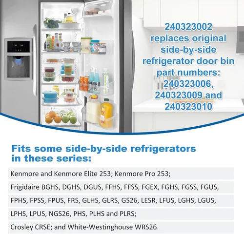Miniatura 4 de MEJORADO Paquete de 2 240323002 Estante de Bandeja de Puerta de Refrigerador Compatible con Frigidaire y Kenmore los 2 Estantes Inferiores