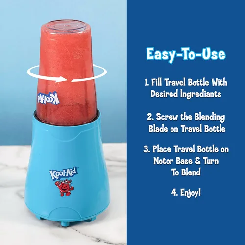 Miniatura 4 de Nostalgia Kool-Aid Slush 'N Go - Licuadora personal para batidos, granizados, batidos y mezclas de frutas, incluye dos botellas de viaje de 15