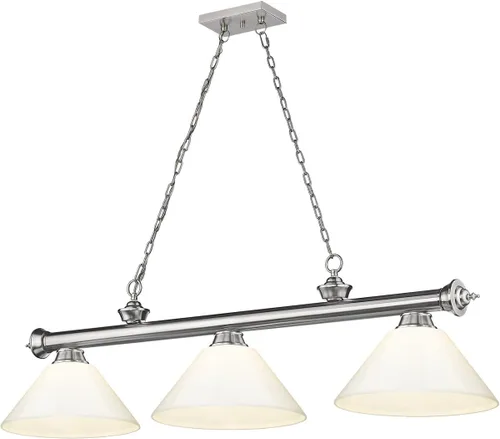 Miniatura 12 de Z-Lite 2306-3BP-PWH - Colgante de billar con cordón, 3 luces, 180 vatios totales, chapado en bronce