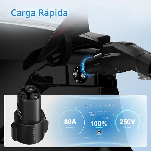 Miniatura 2 de FOCSPROD Adaptador de cargador J1772 a Tesla, Max 80A 250V de carga rápida J1772 a NACS Adaptador para Tesla Modelo 3/Y/X/S/Cybertruck Adaptador