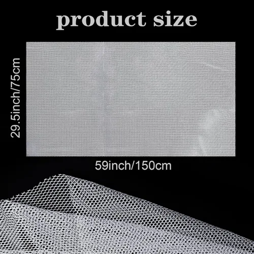 Miniatura 3 de Pllieay Tela de malla blanca de 29.5 x 59 pulgadas, ligeramente elástica para bolsillo de mochila y correas, ropa de red, bolsa de malla y bolsa