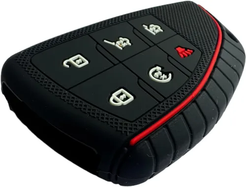 Miniatura 2 de Funda de goma de silicona para llavero compatible con Chevrolet Chevy Suburban Tahoe GMC Yukon GM-13541565 2020 2021 2022 2023 (6 botones, negro)