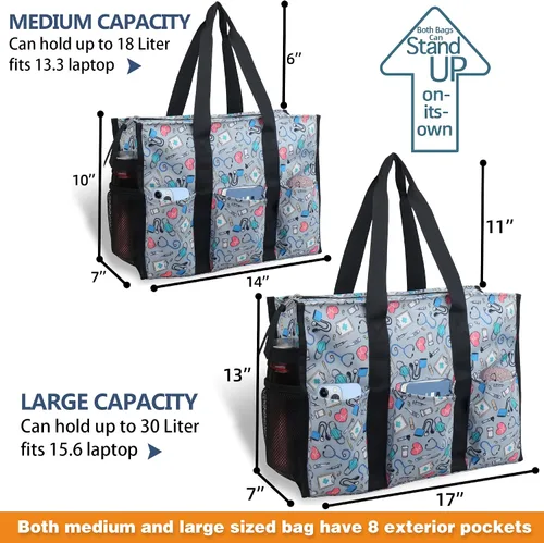 Miniatura 3 de ABAMERICA Nurse Bags for Work Nursing Bag Multiple Pockets Waterproof Organizing Zip Top Clinical Bag for Nursing Students