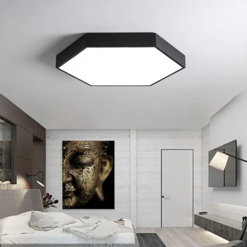 Miniatura 3 de Lámpara de techo LED hexagonal ultrafina con control remoto cerca del techo, lámpara de techo moderna de montaje en superficie, luz plana regulable