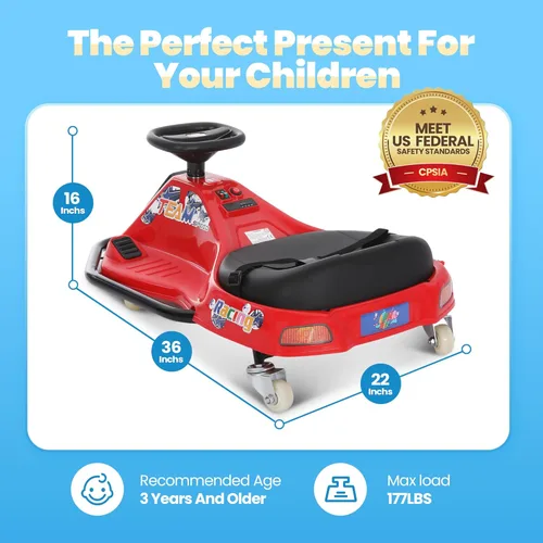 Miniatura 4 de 24V Go Kart Eléctrico de Derivación para Niños de 3+ años, Karts para Montar, Ruedas Luminosas Mejoradas, Interruptor de Dos Velocidades, Antivuelco