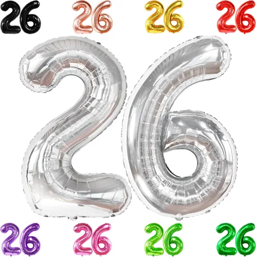 Miniatura 13 de KatchOn, Globos gigantes del número 26, color negro, 40 pulgadas, globos negros de cumpleaños del número 26 para decoración de cumpleaños de 26