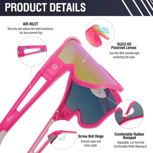 Miniatura 4 de DUCO Gafas de sol polarizadas deportivas para hombres y mujeres, gafas de sol para correr, pesca, ciclismo, béisbol, protección UV400, DC0023 Lente